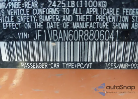 2024 Subaru Wrx Limited from USA, damaged, VIN JF1VBAN60R8806041